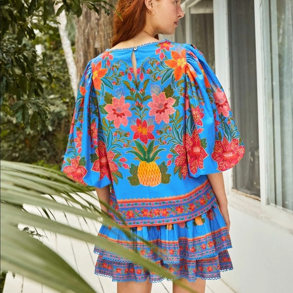 FARM Rio Blue Tropical Tapestry skirt - Picture 10 of 10